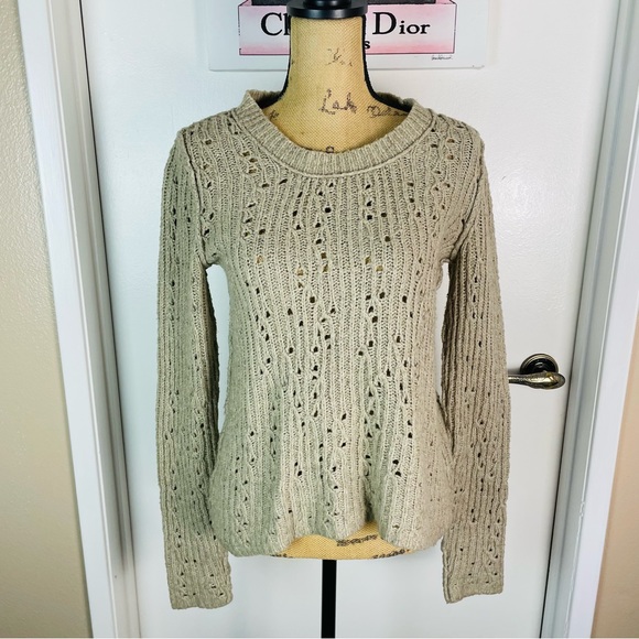 FREE PEOPLE Chunky Knit Sweater Sweatshirt Size Medium Collared Casual Weekdays - Picture 1 of 11